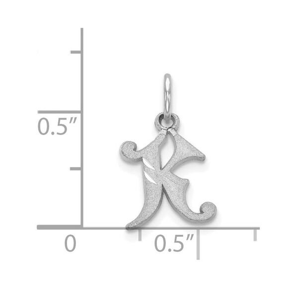 14k White Gold, Isabelle Collection, Mini Letter K Initial Charm - Picture 4 of 5